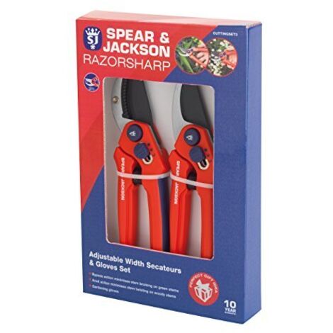 Spear & Jackson CUTTINGSET3 Set di forbici e guanti con larghezza regolabile Razorsharp
