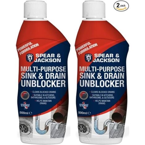 Spear & Jackson Multi-Purpose Sink and Drain Unblocker  2 x 500 ml