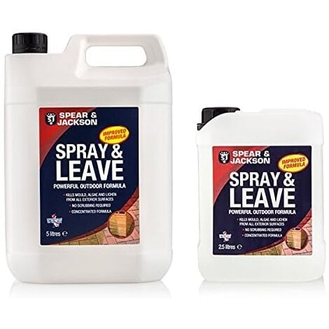 Spear & Jackson Spray and Leave 2.5 + 5 Litre Concentrate, Mould, Algae and Lichen Remover