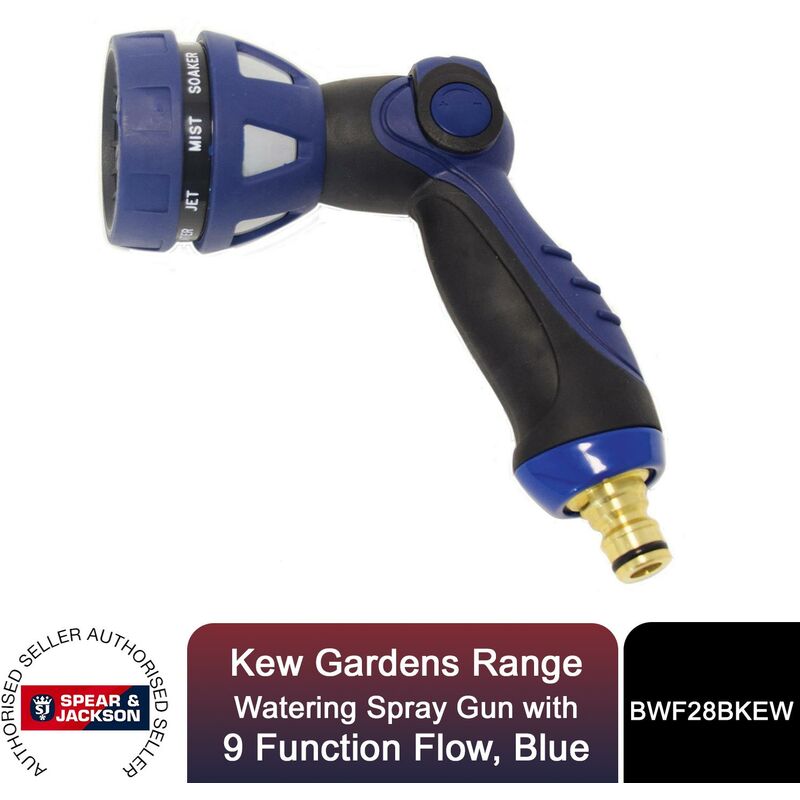 Watering Spray Gun, 9 Function Flow, Kew Gardens Range, Blue - Spear&jackson