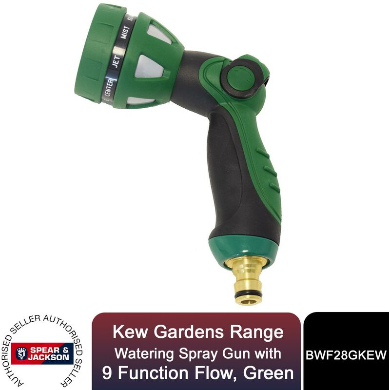 Watering Spray Gun, 9 Function Flow, Kew Gardens Range, Green - Spear&jackson