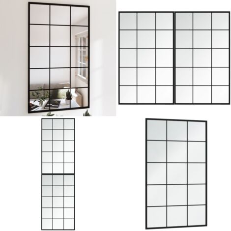 Specchi a Parete 2 pz Neri 100x60 cm in Metallo - Specchio da bagno - Specchio da trucco