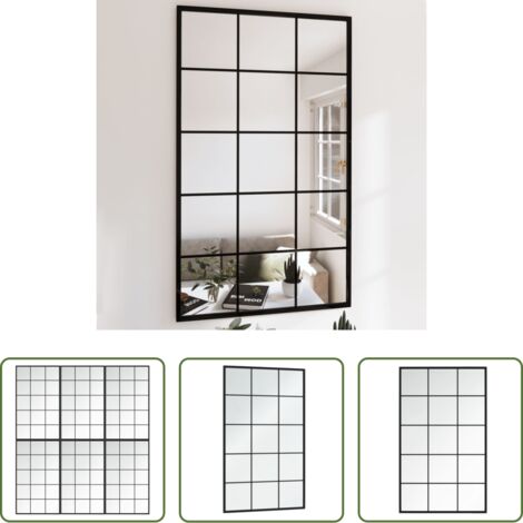 Specchi da bagno -  Specchi a Parete 6 pz Neri 100x60 cm in Metallo