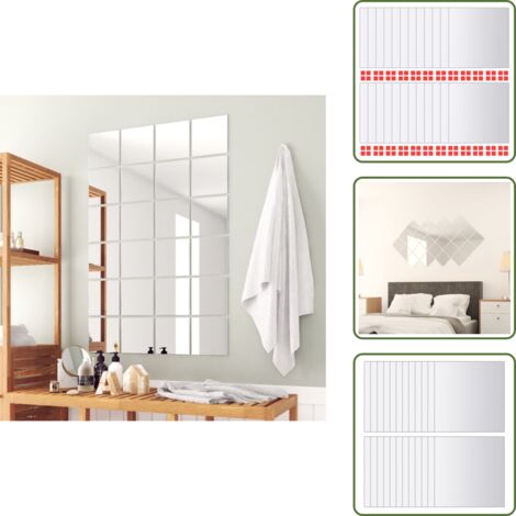 Specchi senza cornice - vidaXL 24 Pz Piastrelle a Specchio Quadrate in Vetro - Piastrelle per pareti