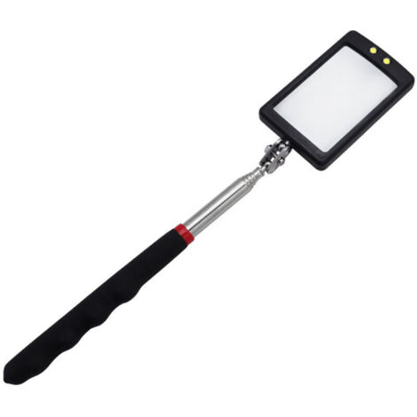 Specchi telescopici KZQ, specchio telescopico a LED, specchio telescopico meccanico, specchi di ispezione regolabili, specchi di ispezione telescopici con 2 luci LED luminose, quadrati