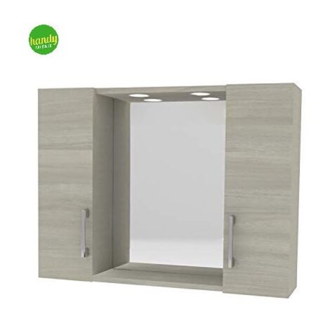 Specchiera con 2 pensili e illuminazione led Savini Due rovere grigio