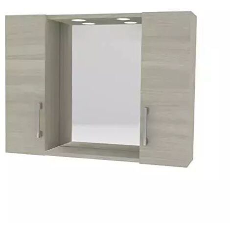 Specchiera con 2 pensili e illuminazione led Savini Due rovere grigio