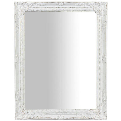 Specchiera da appoggio con Base per Trucco Biscottini Specchio da Tavolo Shabby Chic,L28xPR2,5xH29 cm con Cornice Finitura Colore Bianco Anticato Bagno 