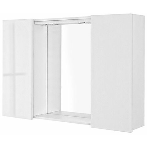 Specchiera da Bagno 2 Ante con Faretti Led Stella Feridras - Colore: Bianco Lucido