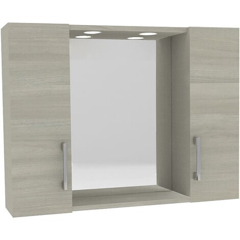 Specchiera da bagno pensile doppio 'dia' cm 77 x 16 x h.57 - rovere grigio