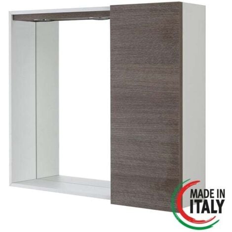 Specchiera da bagno rovere scuro 68x61 cm con anta Mondo 2.0 Feridras