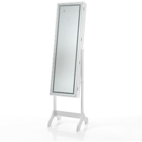 Specchiera effetto legno laccato bianca cm. H.160 x L.41  x P.40