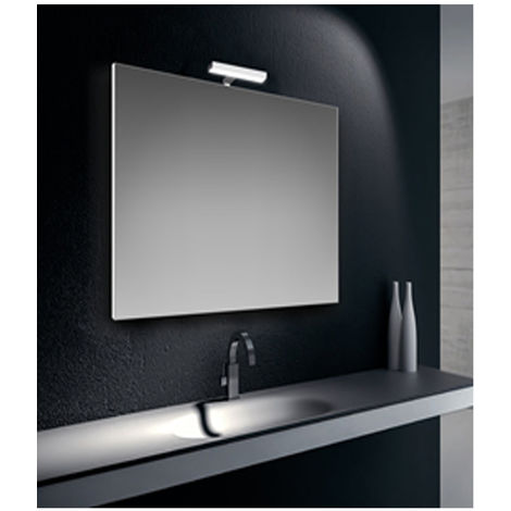 Specchiera filo lucido 60x90 cm reversibile con telaio perimetrale a filo specchio e lampada led cromata