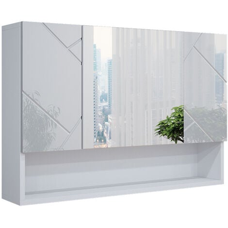 Specchiera bagno bianca 80 x 60 cm con 2 ante sui lati e un faretto  centrale - Vendita Online ItaliaBoxDoccia