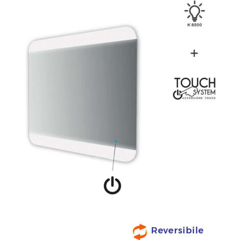 Specchiera LED con sensore touch bordi satinati 70X80 retroilluminato