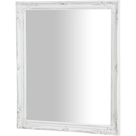 Specchiera trucco da parete bagno Specchio verticale/orizzontale con cornice in legno bianco rettangolare da appendere Shabby