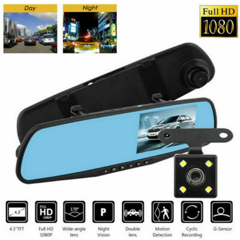 Image of Specchietto con monitor dvr retromarcia 2 telecamere retrovisore 4 led auto suv