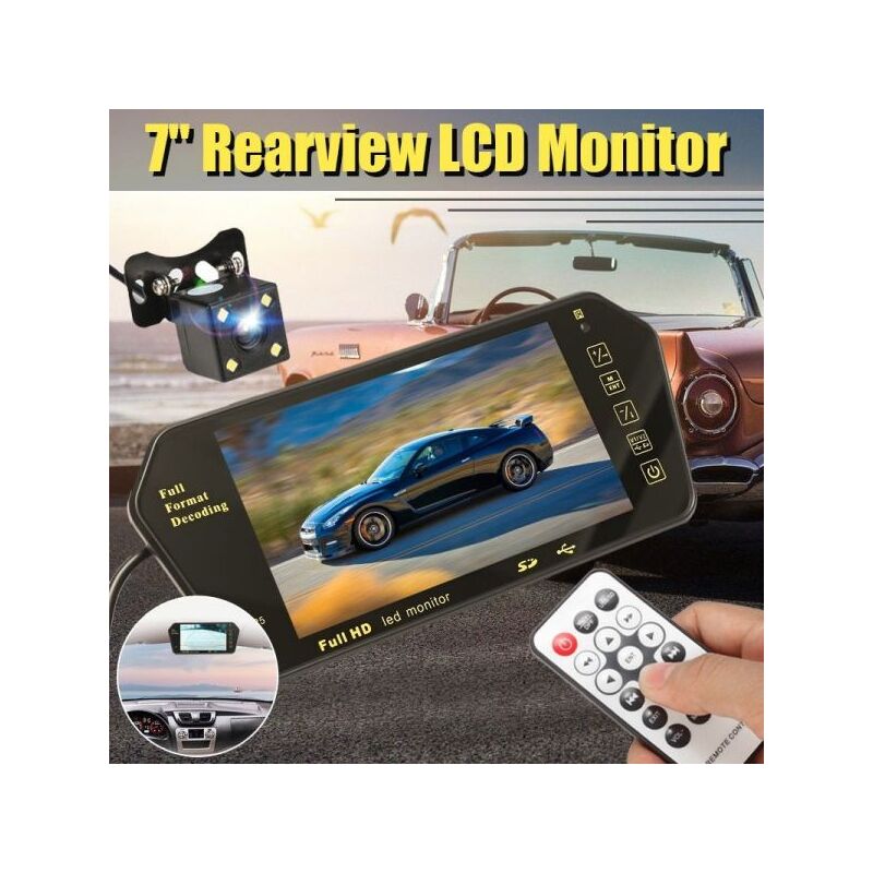 Specchietto retrovisore monitor 7'' bluetooth usb sd tft MP5