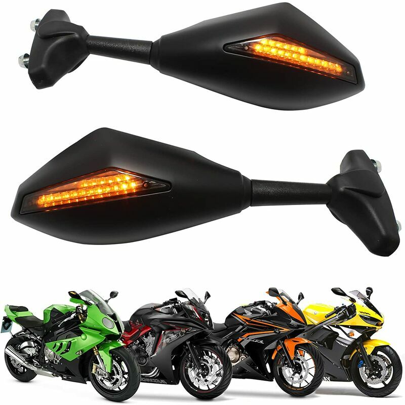 Specchietto retrovisore moto nero con indicatore