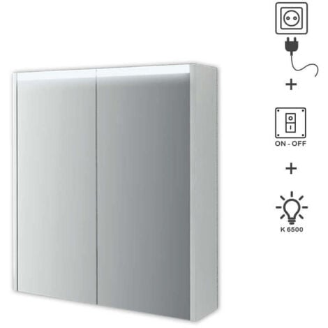 Specchio 2 ante illuminazione led Made in Italy 84217 Bianco Opaco