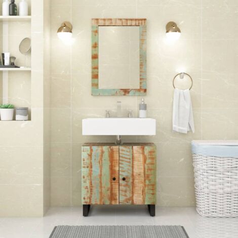 Specchio 70x50 cm in Legno Massello di Recupero e Vetro vidaXL
