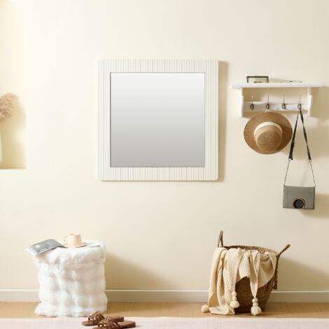 Specchio 80x80x1,5 cm, Riflessione Chiara, Cornice MDF Robusta, Bianco, per Corridoio e Camera