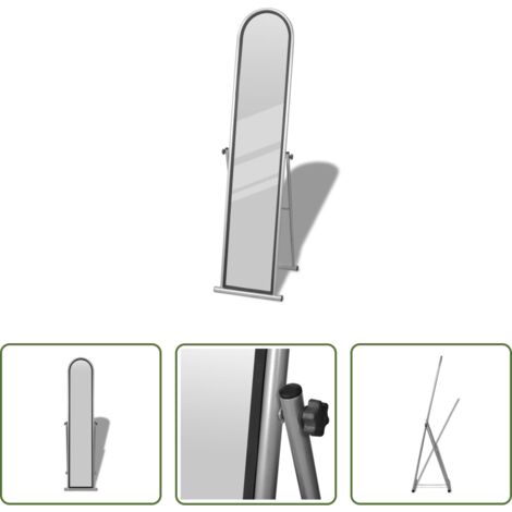 Specchio a figura intera -  Specchio Autoportante a Figura Intera Rettangolare Grigio