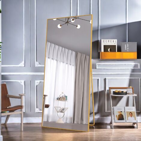 Specchio Da Terra Americanflat 35.5x150cm - Figura Intera, Cornice Nera, Regolabile