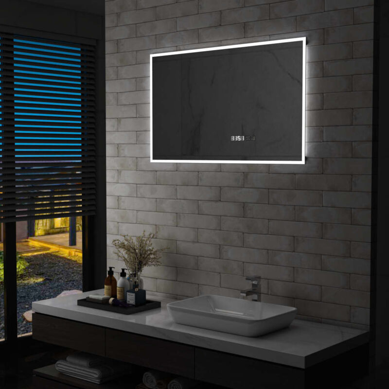 Specchio led Bagno con Sensore Tattile Schermo Orario 100x60cm - Vidaxl