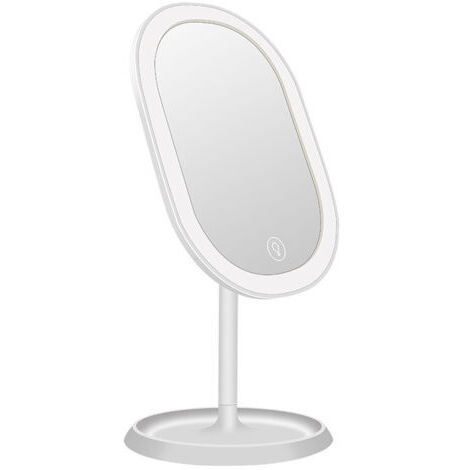 Specchio a LED, impostazioni di illuminazione intelligenti e ricarica USB, specchio da tavolo pieghevole a 180°