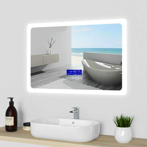 Specchio da bagno rettangolare a led bluetooth，LED orientabile
