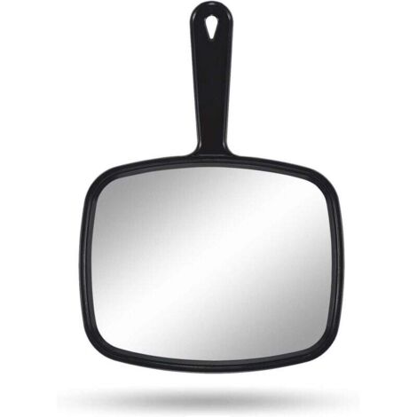 Specchio a mano, 23 cm L x 31,5 cm P, specchio da salone con maniglia, quadrato nero