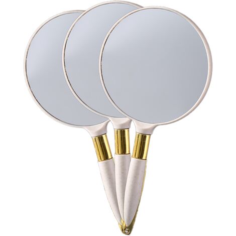 1 pezzo Mackur mini retro in legno specchio maniglia specchio portatile di trucco specchio palmare Pocket 15 * 7 cm 
