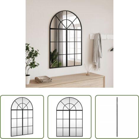 Specchio a muro -  Specchio da Parete Nero 60x90 cm Arco in Ferro