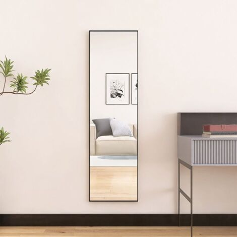 Specchio a pianta intera 140×40 cm nero — cornice in alluminio, vetro infrangibile