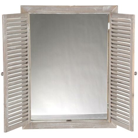 Specchio finestra ad arco 60x90cm, Specchio da parete con cornice in legno  di abete pannello posteriore Naturale - Costway