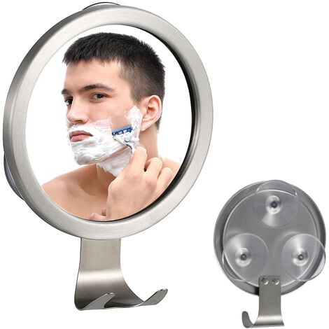 rotondo per bagno e doccia Domeilleur Specchio da barba con ventosa piccolo specchio da doccia in metallo cromato 360 specchi colore: argento 
