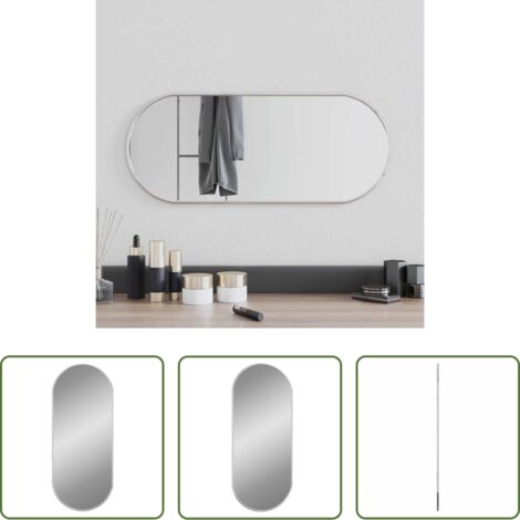 Specchio argento -  Specchio da Parete Argento 60x25 cm Ovale