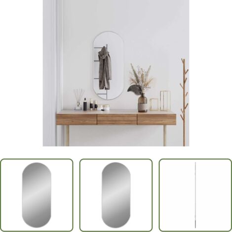 Specchio argento -  Specchio da Parete Argento 90x40 cm Ovale