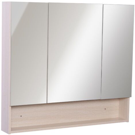 Bricote Specchio Bagno da Parete con Luce LED 80x60 Laccato Bianco con Mensole Contenitore armadietto Due Ante Legno Moderno Luce a 198 LED