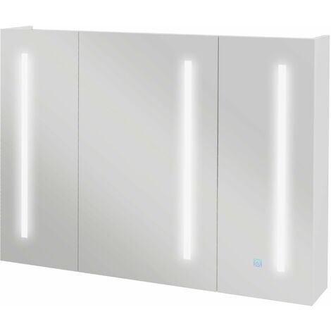Specchio Armadietto da Bagno Pensile 90x15x70 cm in MDF e Vetro Bianco Lucido