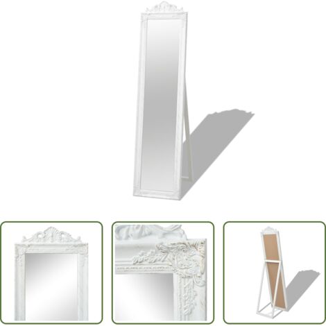Specchio Autoportante -  Specchio Autoportante Stile Barocco 160x40 cm Bianco