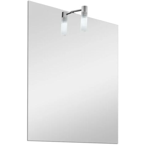 Specchio bagno 50x60 cm reversibile con luce LED in vetro satinato