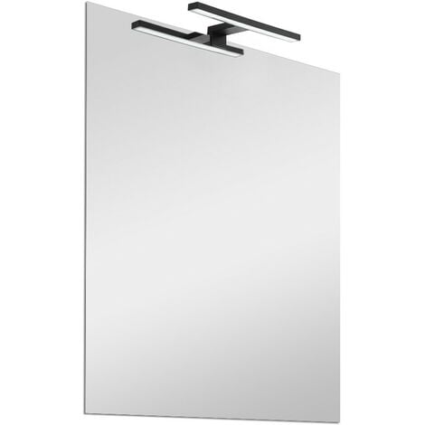 Specchio bagno 50x70 cm reversibile con LED naturale nero opaco