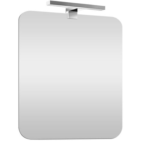 Specchio bagno 70x90 cm reversibile con angoli tondi e luce LED fredda