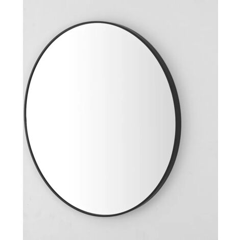 Specchio bagno 80 cm con cornice nero opaco e installazione a parete