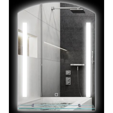 Specchio Bagno a Parete Luce LED a 3 Colori Mensola in Vetro 50x12x70 cm