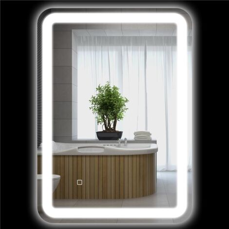 SPECCHIO BAGNO CON INTERRUTTORE TOUCH. LUCE LED A 3 TEMPERATURE E ANTIAPPANNAMENTO. 70X50CM