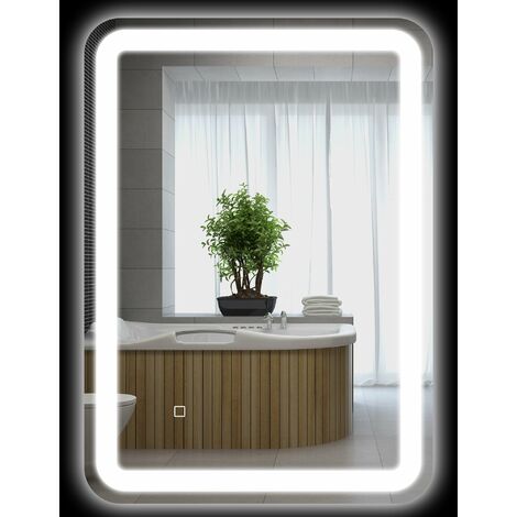 Specchio Bagno con LED a 3 Temperature e Interruttore Touch 70x50 cm Antiappannamento