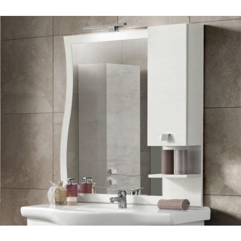 Specchio bagno con pensile e lampada LED ONDA 100 Bianco Nordico